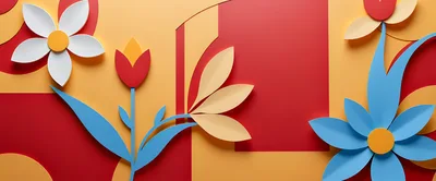 Paper Craft Floral Design With Geometric Shapes