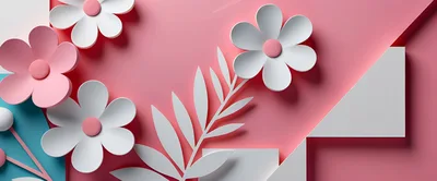 Paper Cutout Floral Design With Geometric Shapes