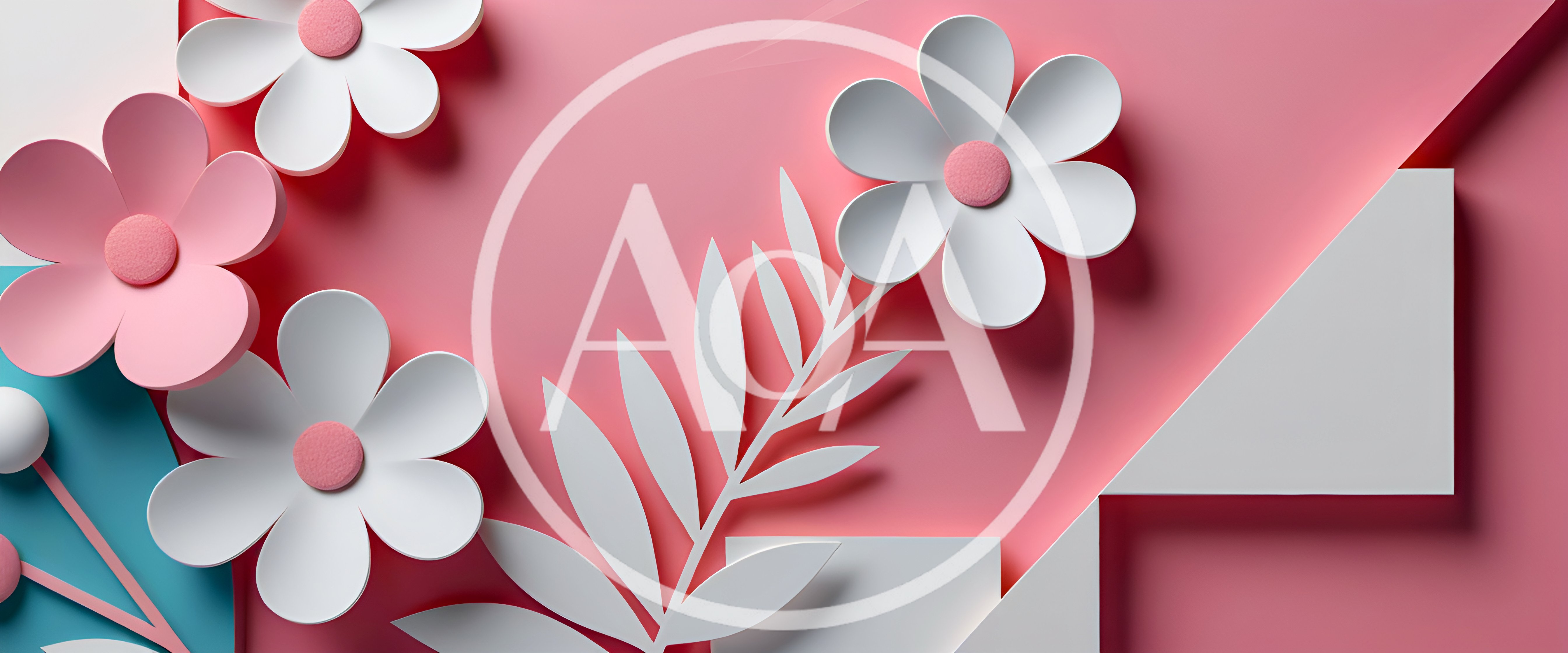 Paper Cutout Floral Design With Geometric Shapes