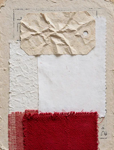 Textured Fabric And Paper Collage Art Background