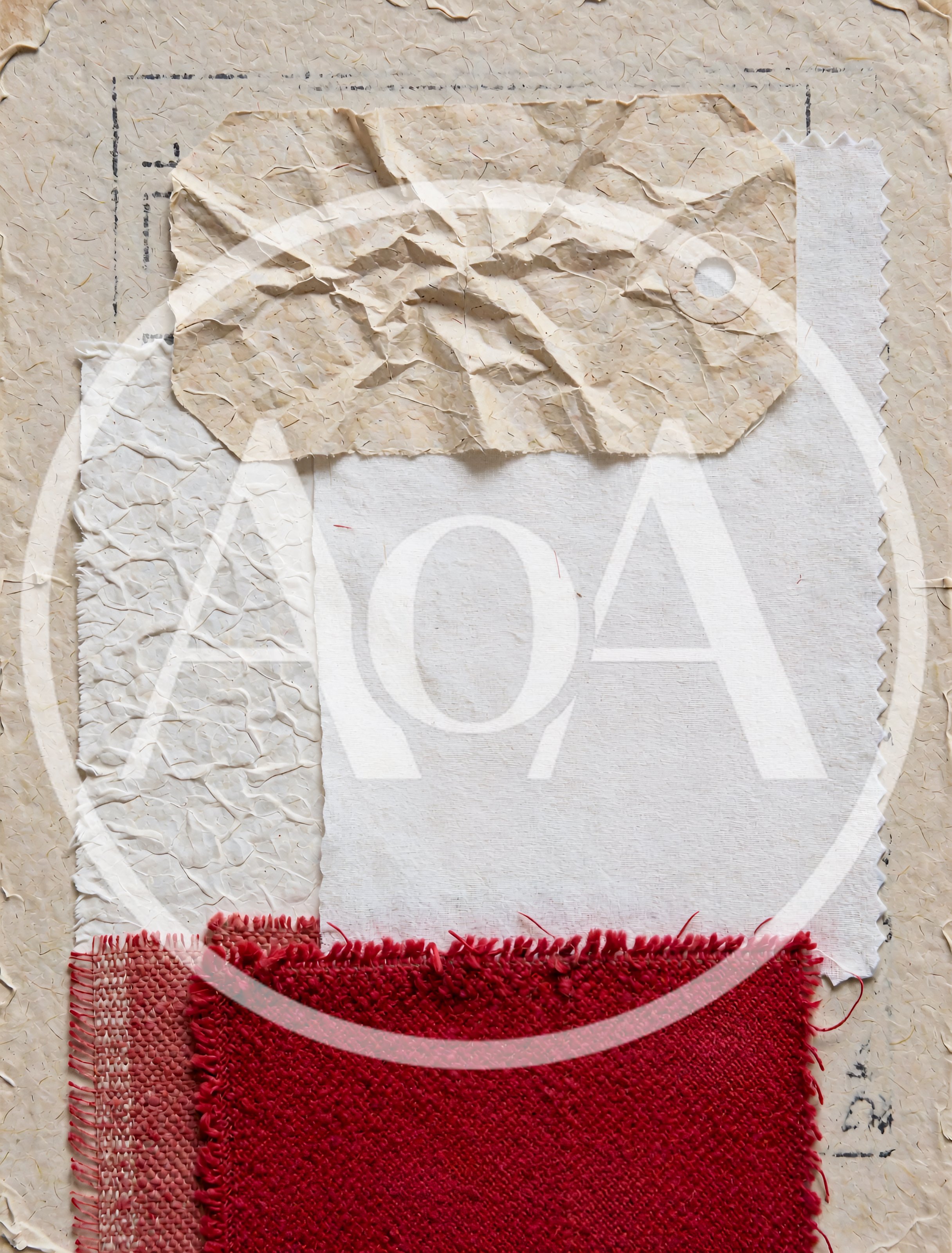 Textured Fabric And Paper Collage Art Background