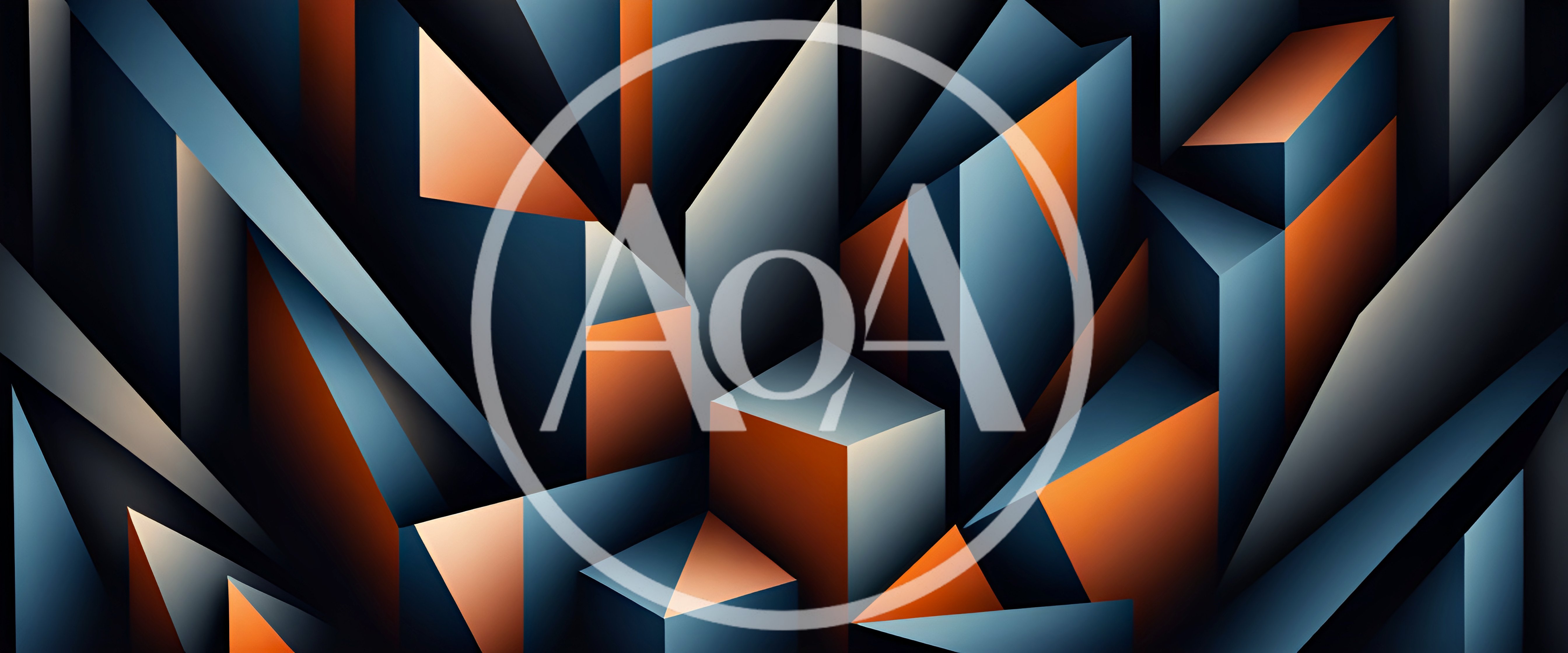 Abstract Geometric 3D Shapes With Orange And Blue Tones