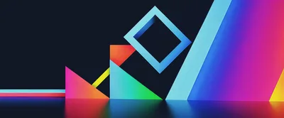 Abstract Geometric Shapes With Vibrant Neon Lighting