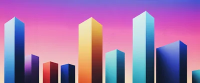 Abstract 3D Cityscape With Colorful Gradient Skyscrapers