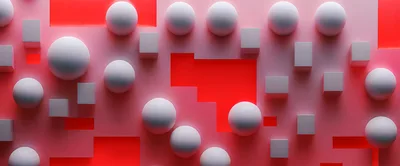 Abstract 3D Render of Floating Spheres and Cubes