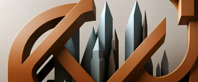 Abstract 3D Geometric Cityscape With Metallic Structures