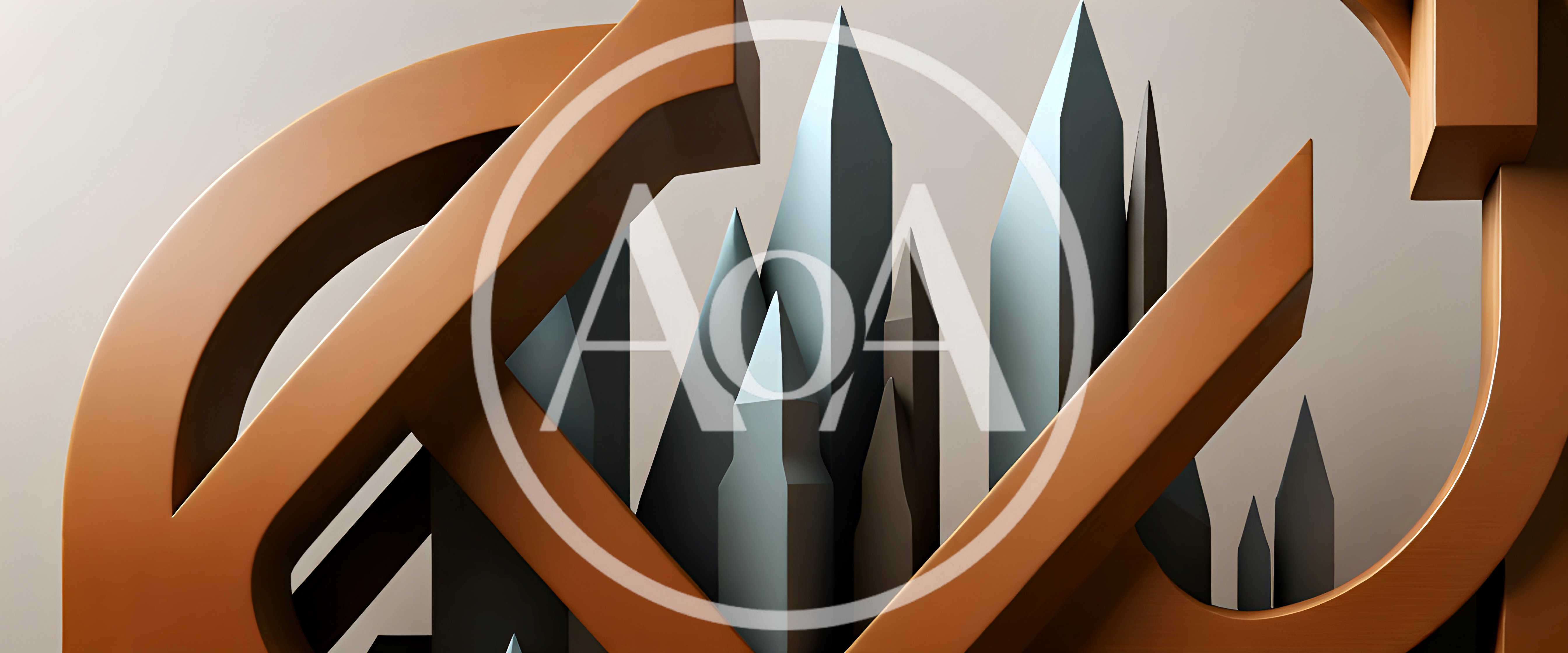 Abstract 3D Geometric Cityscape With Metallic Structures