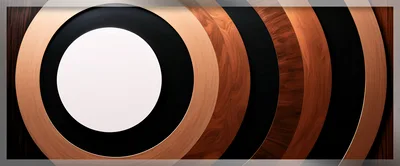 Abstract Concentric Circles With Wood And Black Textures