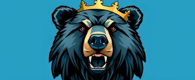 Fierce Bear Head Mascot With Golden Crown