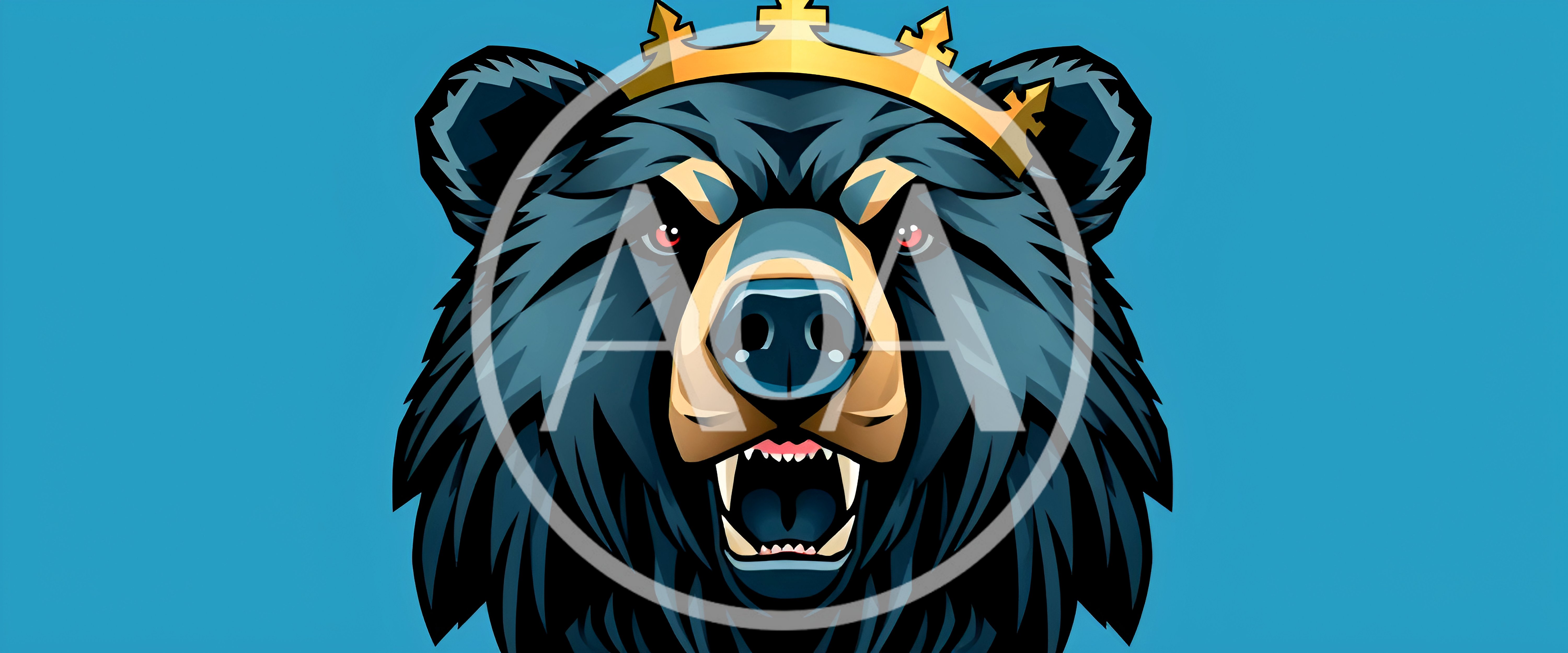 Fierce Bear Head Mascot With Golden Crown