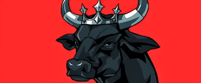 Stylized Illustration Of A Black Bull Wearing A Crown