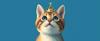 Cute Tabby Kitten Wearing A Golden Crown
