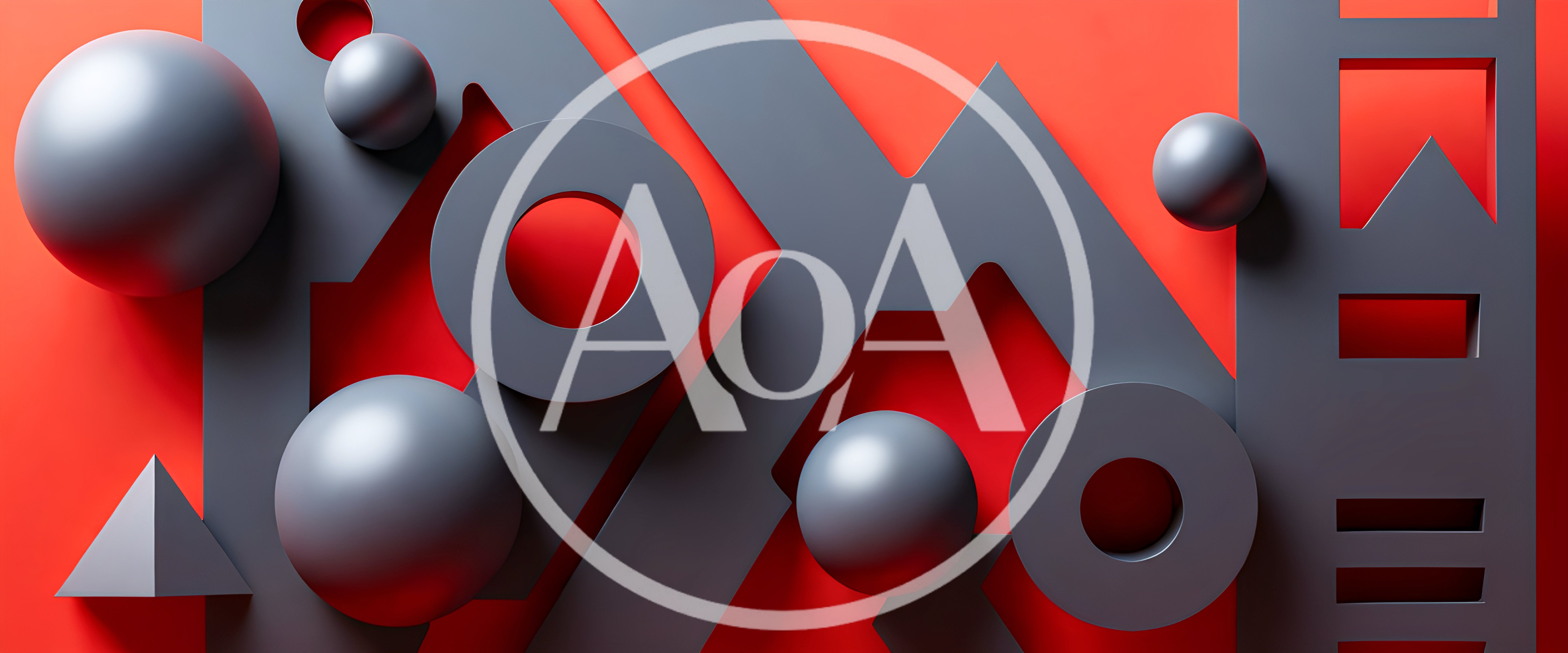 Abstract 3D Geometric Shapes on Red Background