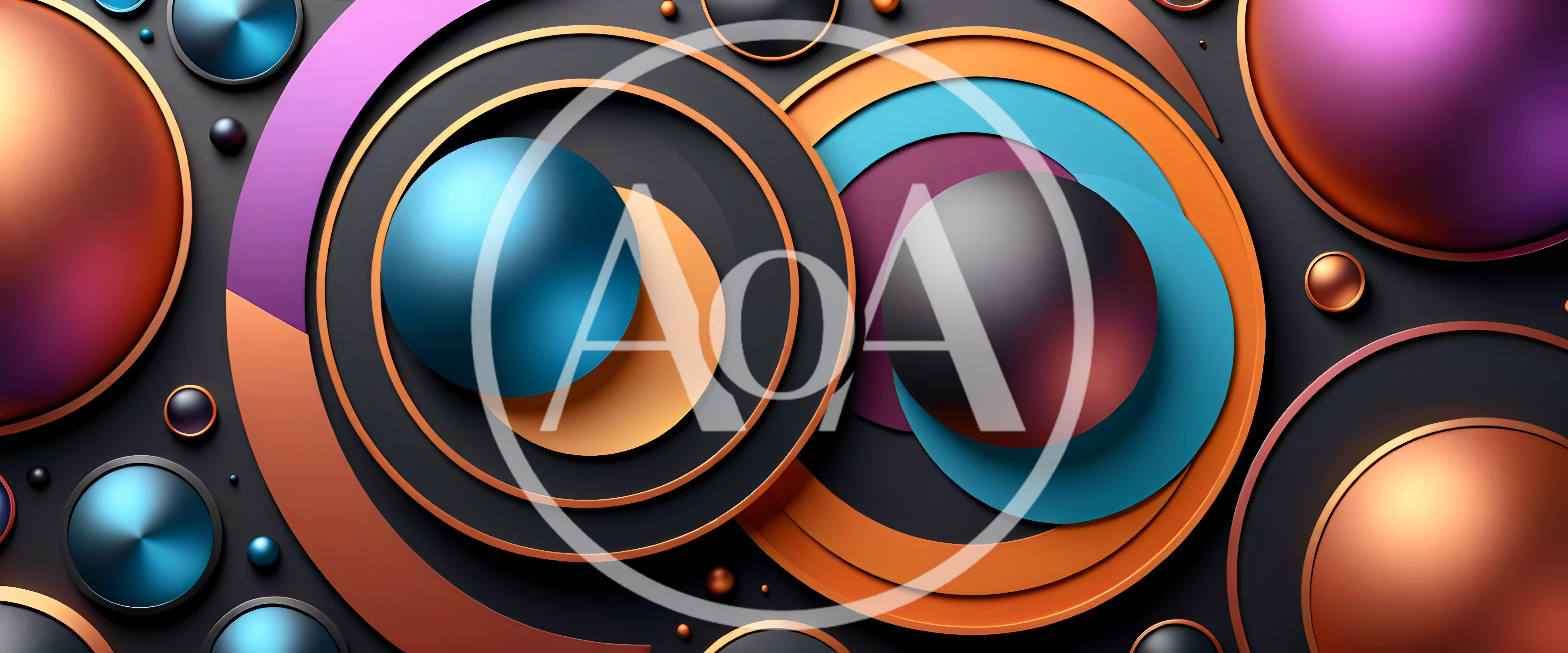 Abstract 3D Composition With Metallic Spheres And Rings
