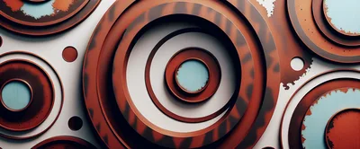 Abstract Concentric Circles With Rusty Metallic Texture