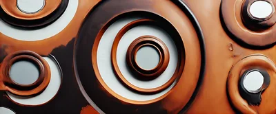 Abstract Copper Circular Patterns With Metallic Reflections