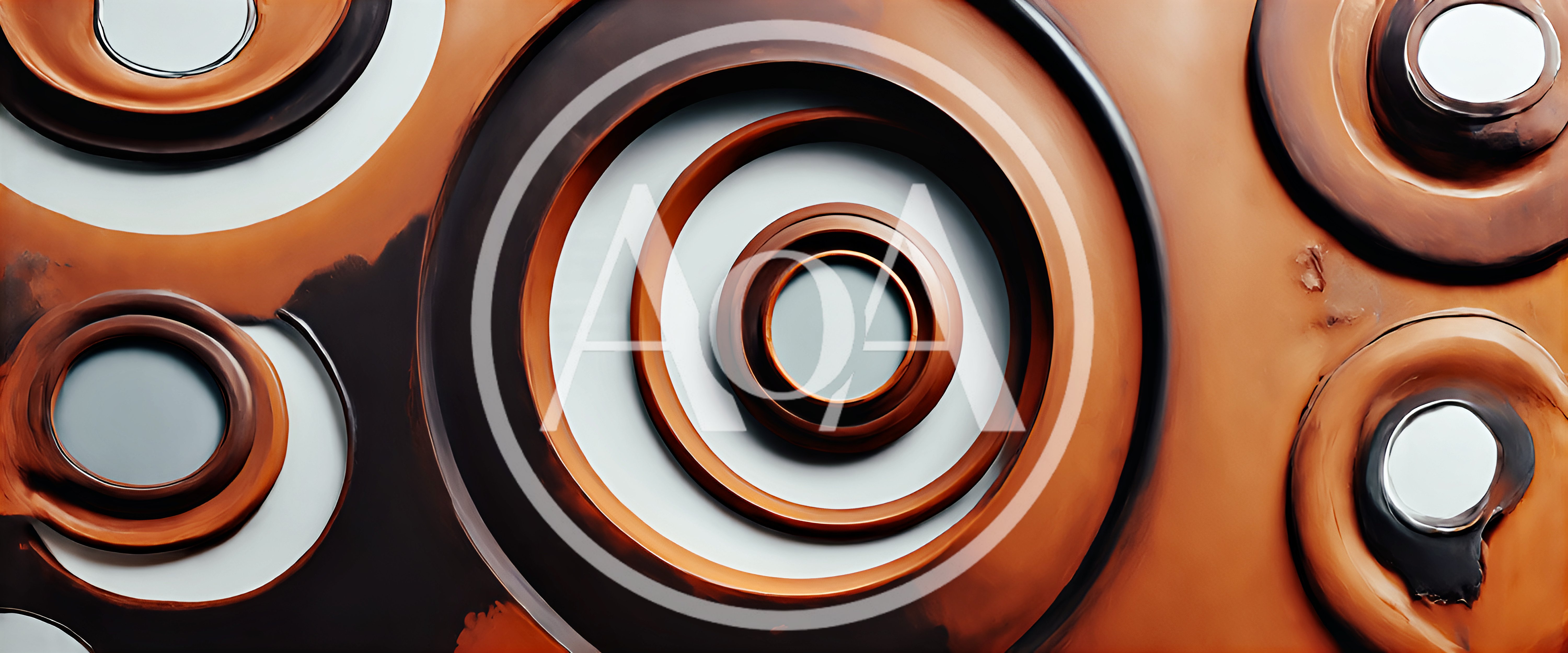 Abstract Copper Circular Patterns With Metallic Reflections