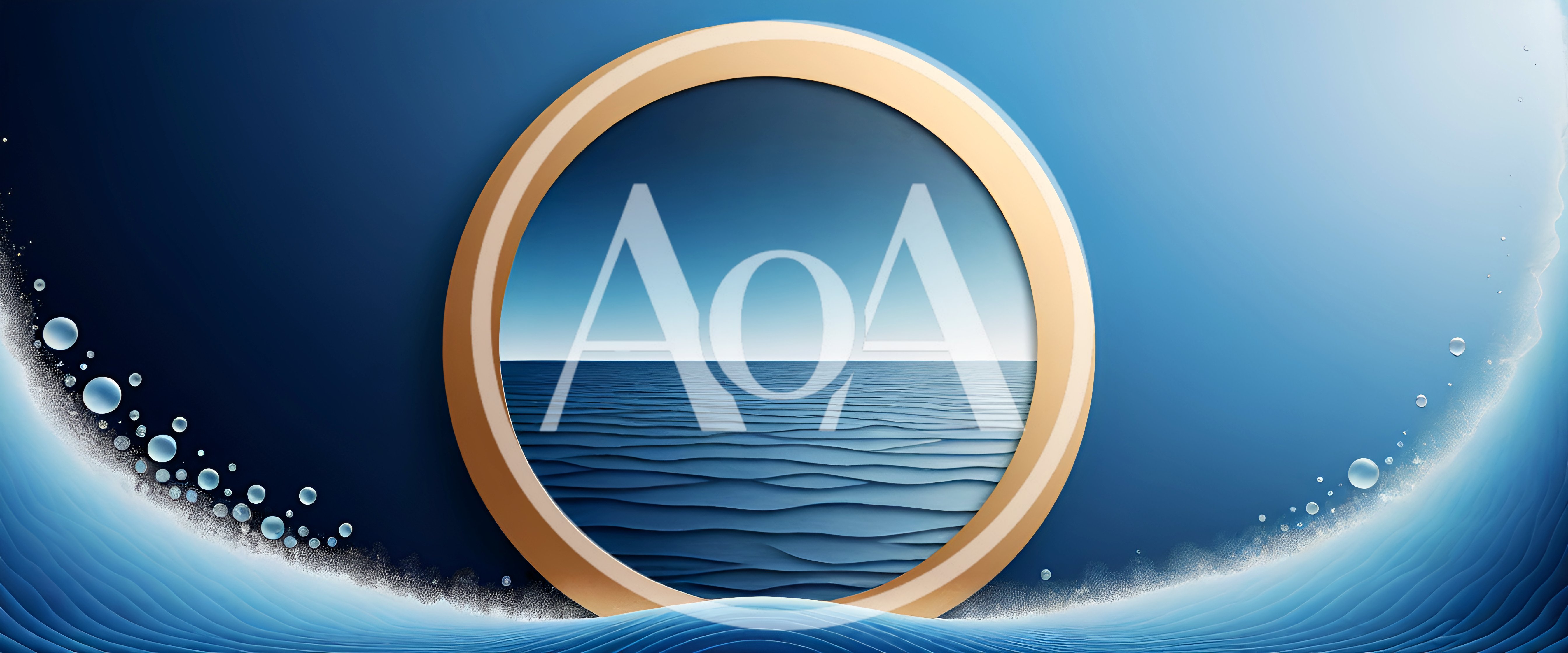 Abstract Golden Circle Frame Over Ocean Waves