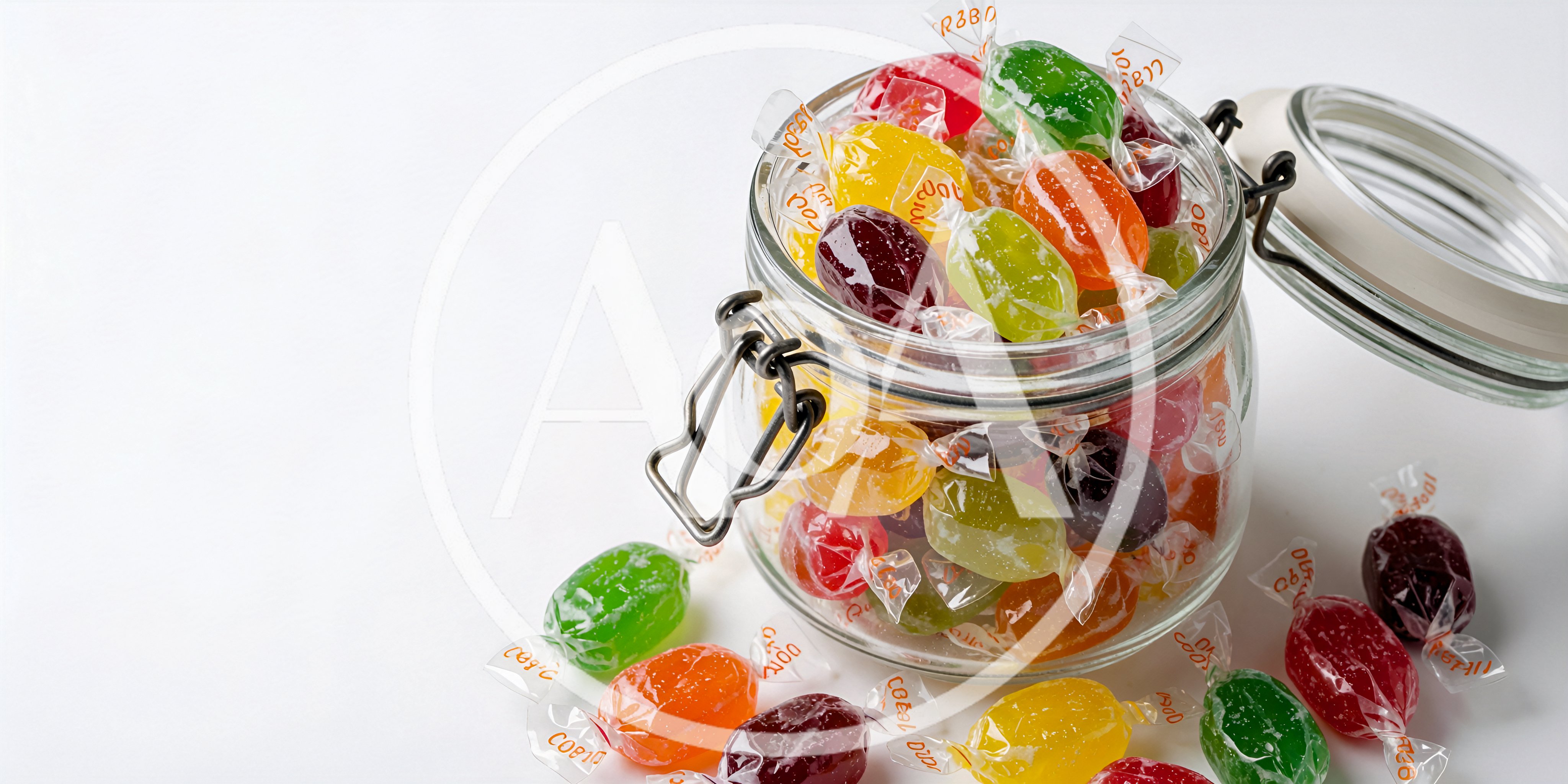 Glass Jar Filled With Colorful Hard Candies