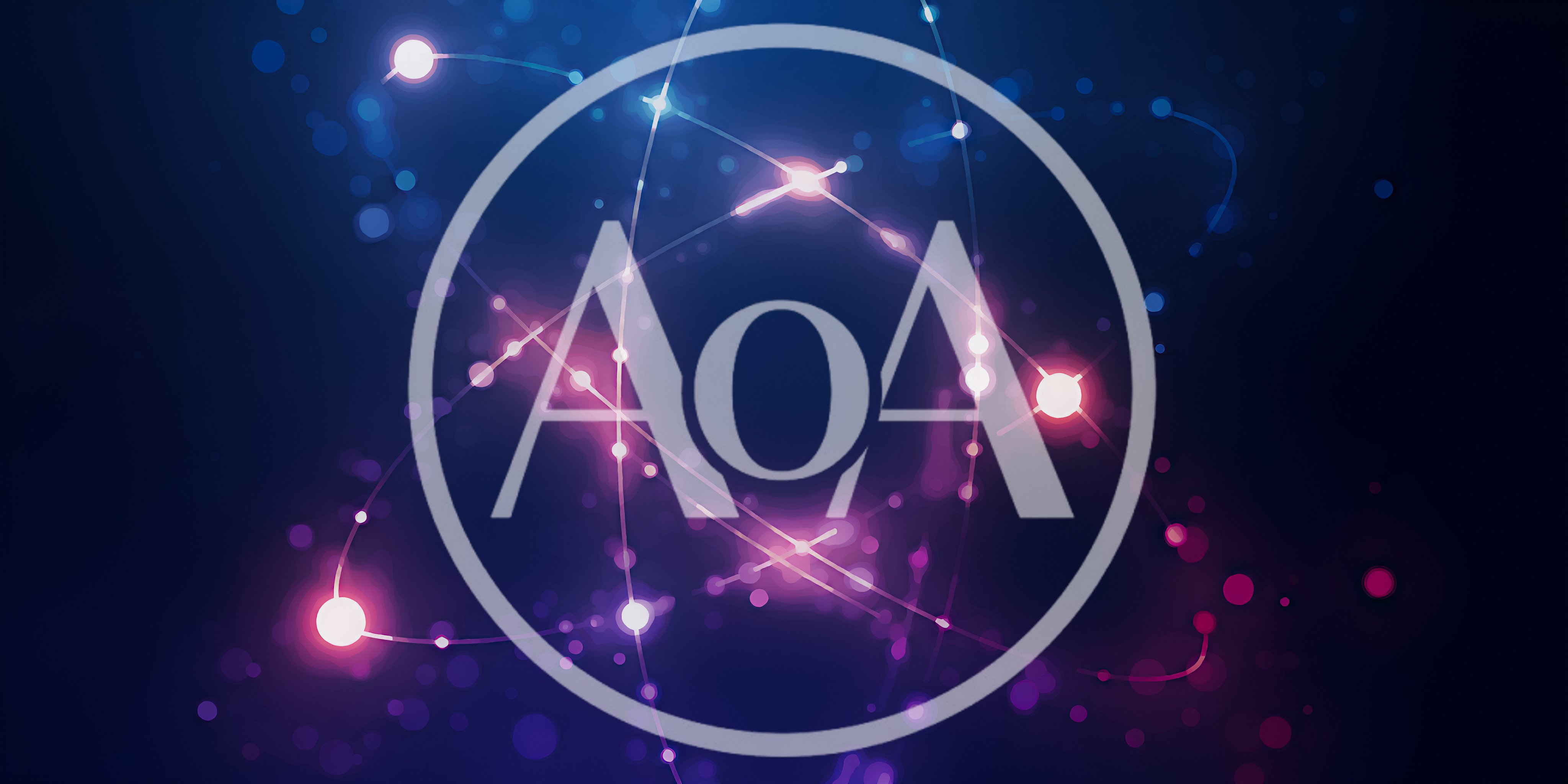 Abstract Digital Atom Model With Glowing Particles