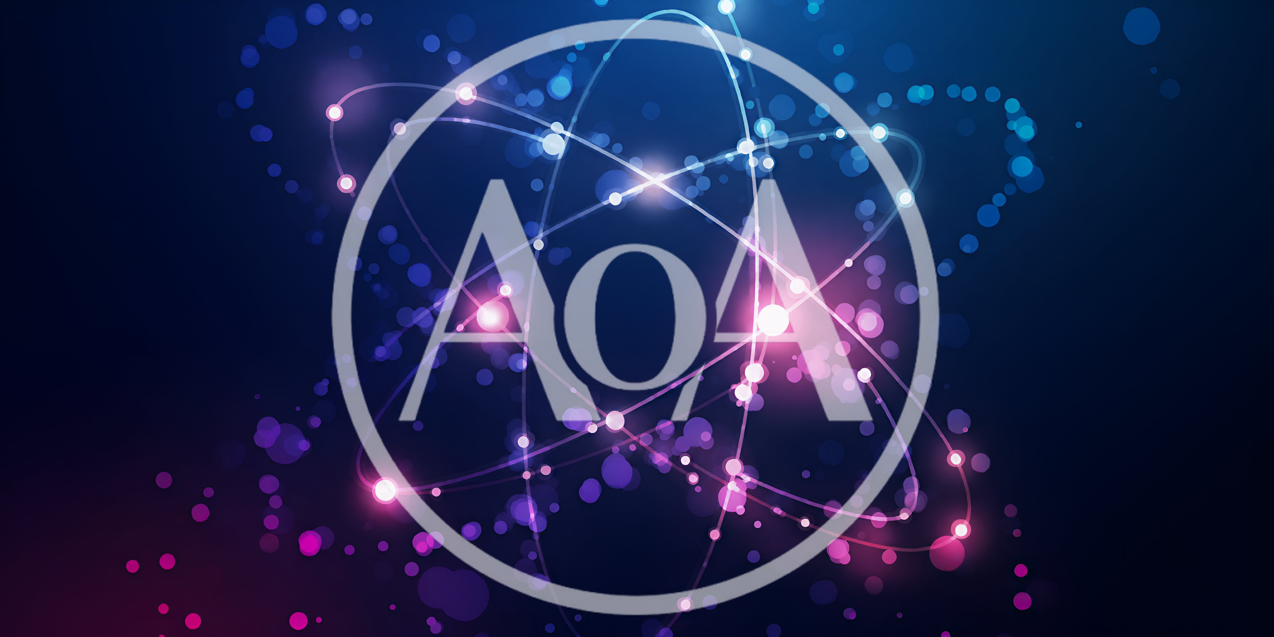 Abstract Digital Atom Model With Glowing Particles