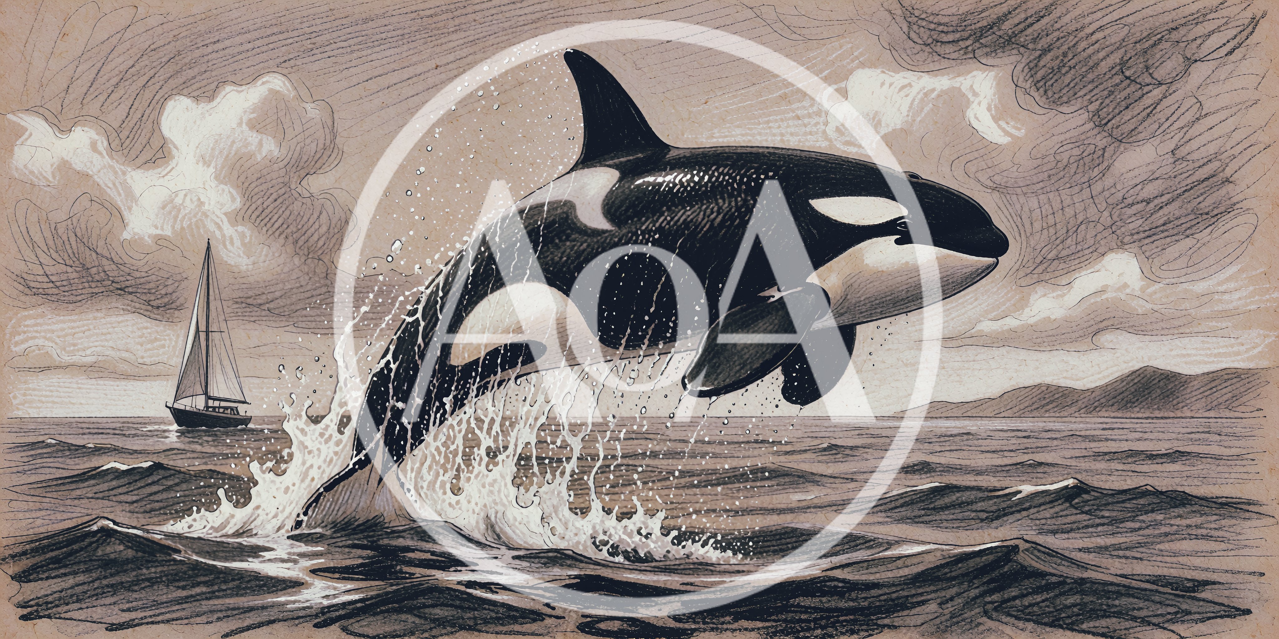 Orca Whale Breaching Near A Sailing Boat