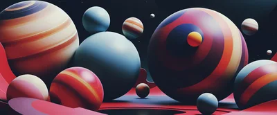 Abstract 3D Spheres In Space Composition