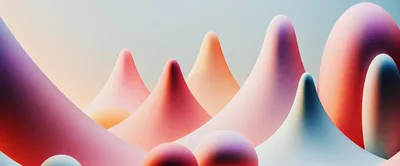 Abstract 3D Rendered Soft Pastel Mountain Landscape