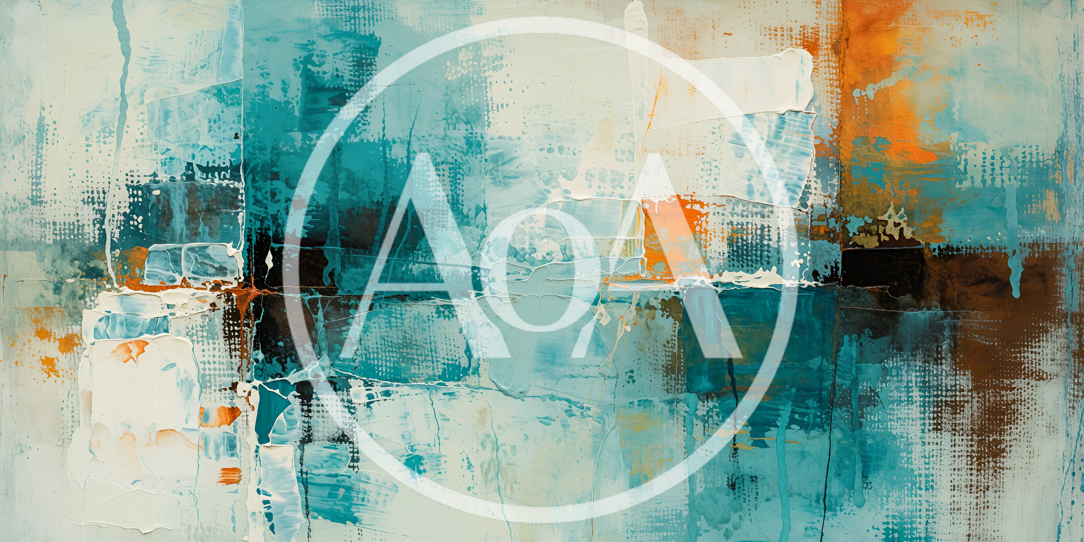 Abstract Oil Painting With Teal And Orange Tones