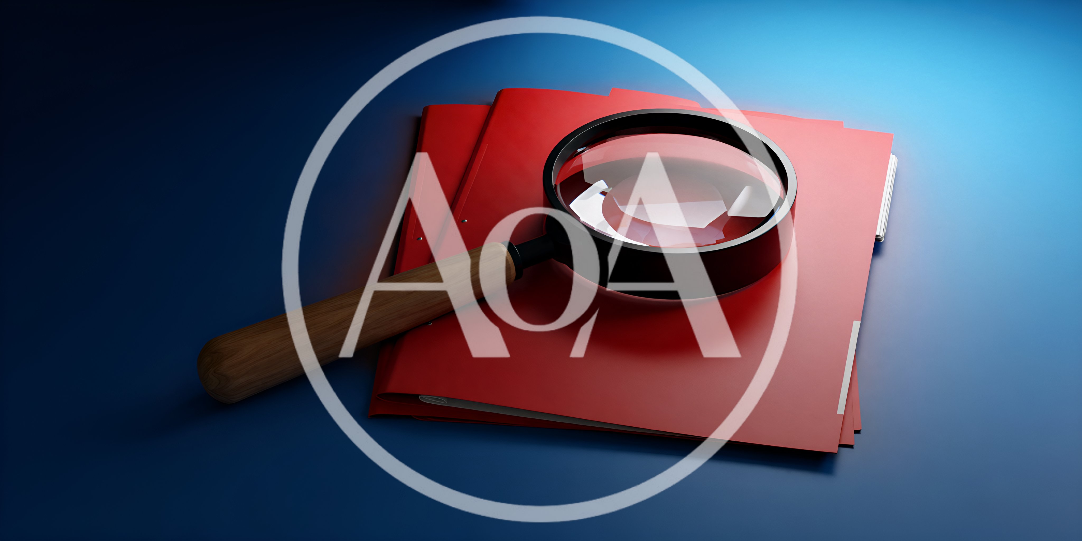 Magnifying Glass Resting On Red File Folders