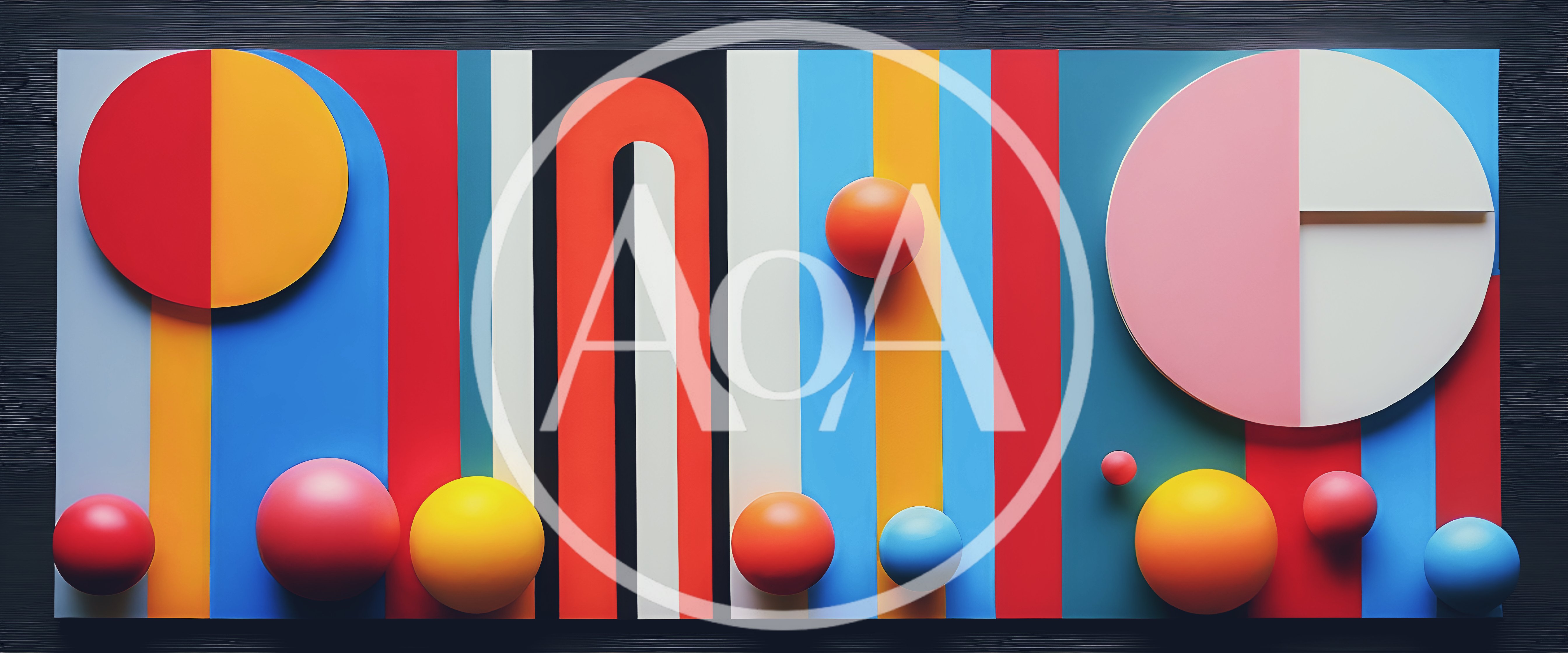 Abstract Geometric Wall Art With Spheres And Stripes