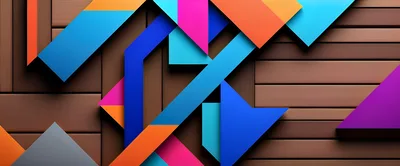 Abstract Geometric Shapes Overlaid On Wooden Planks