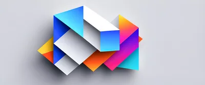 Abstract Geometric 3D Shapes With Vibrant Color Gradients