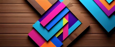 Abstract Geometric Shapes Overlaid On Wooden Background