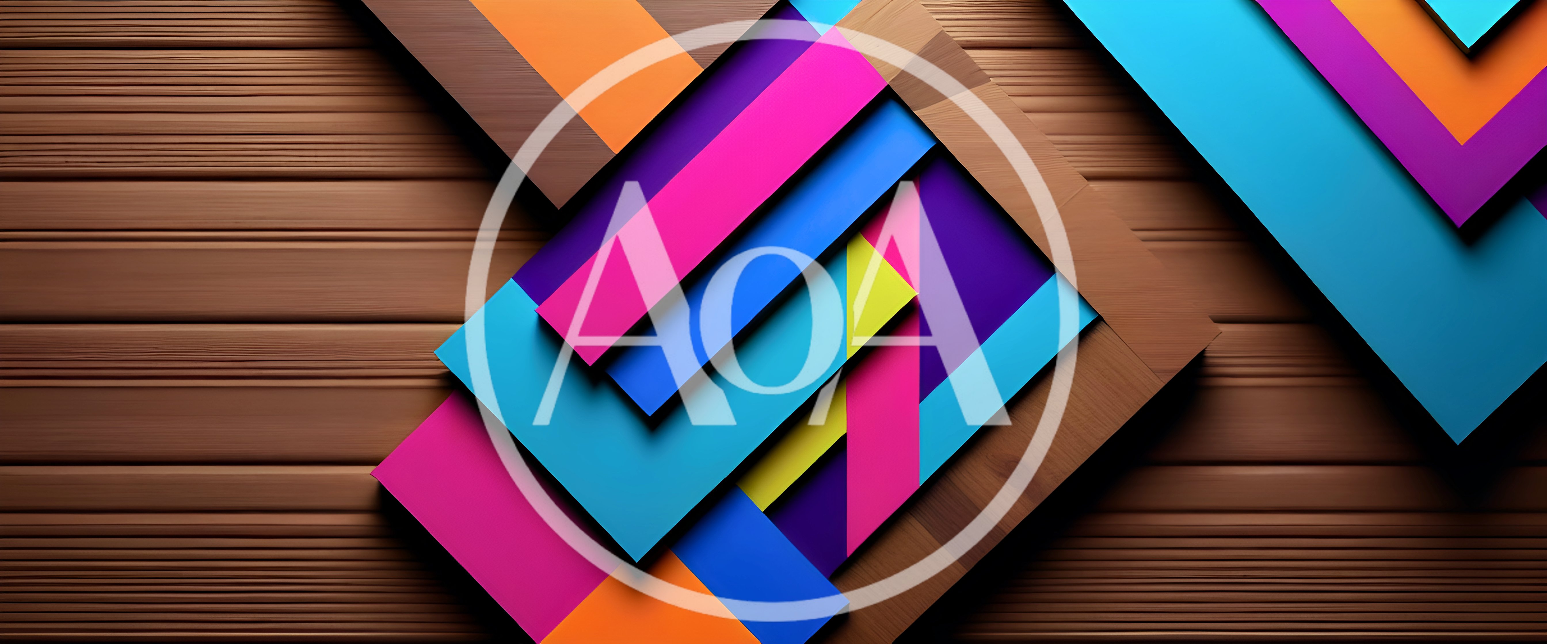 Abstract Geometric Shapes Overlaid On Wooden Background