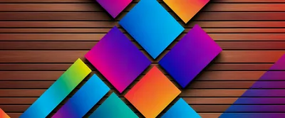 Abstract Geometric Shapes Over Wooden Slatted Background