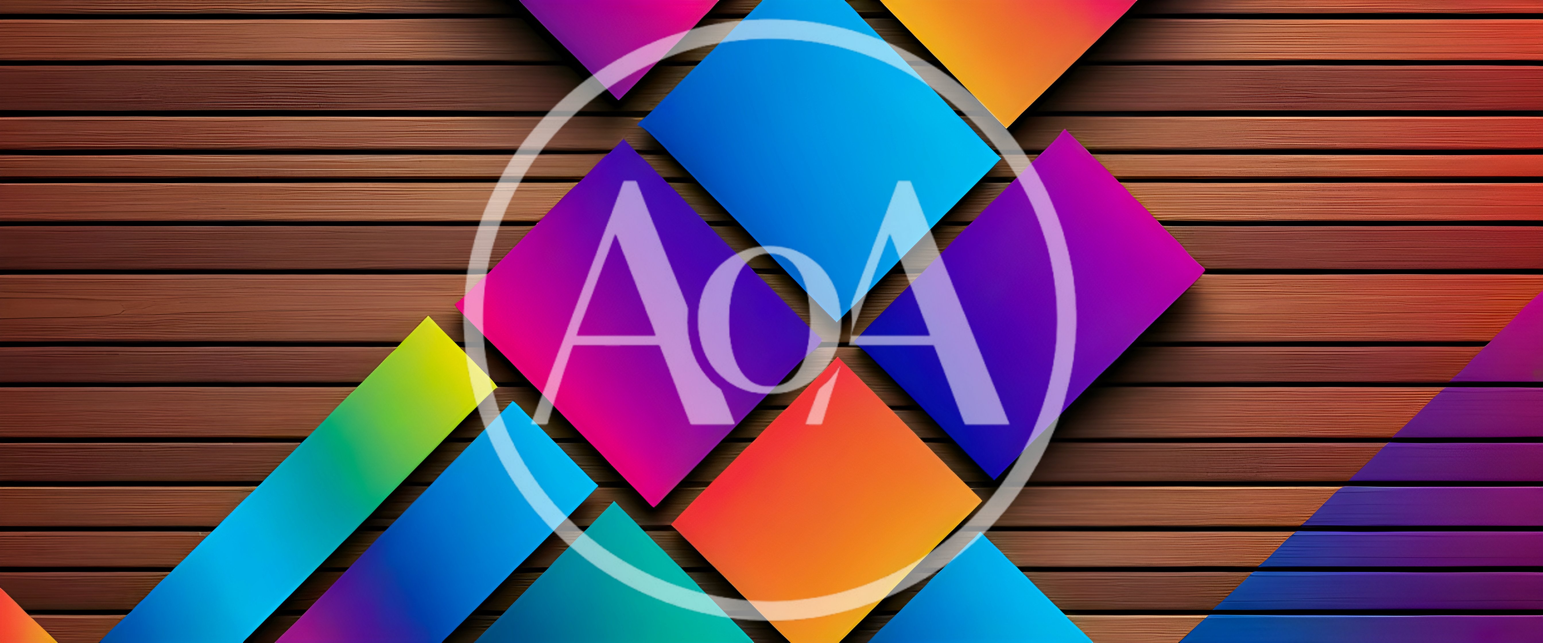 Abstract Geometric Shapes Over Wooden Slatted Background