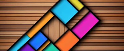 Abstract Geometric Colorful Panels On Wooden Background
