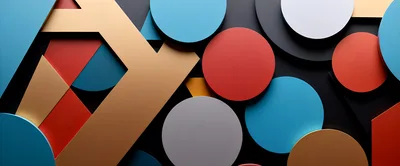 Abstract Geometric Composition With Colorful 3D Shapes