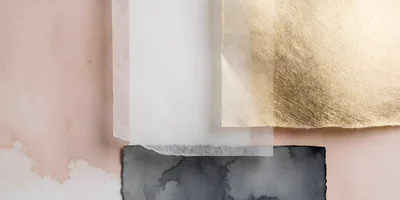 Abstract Composition of Textured Paper and Gold Foil