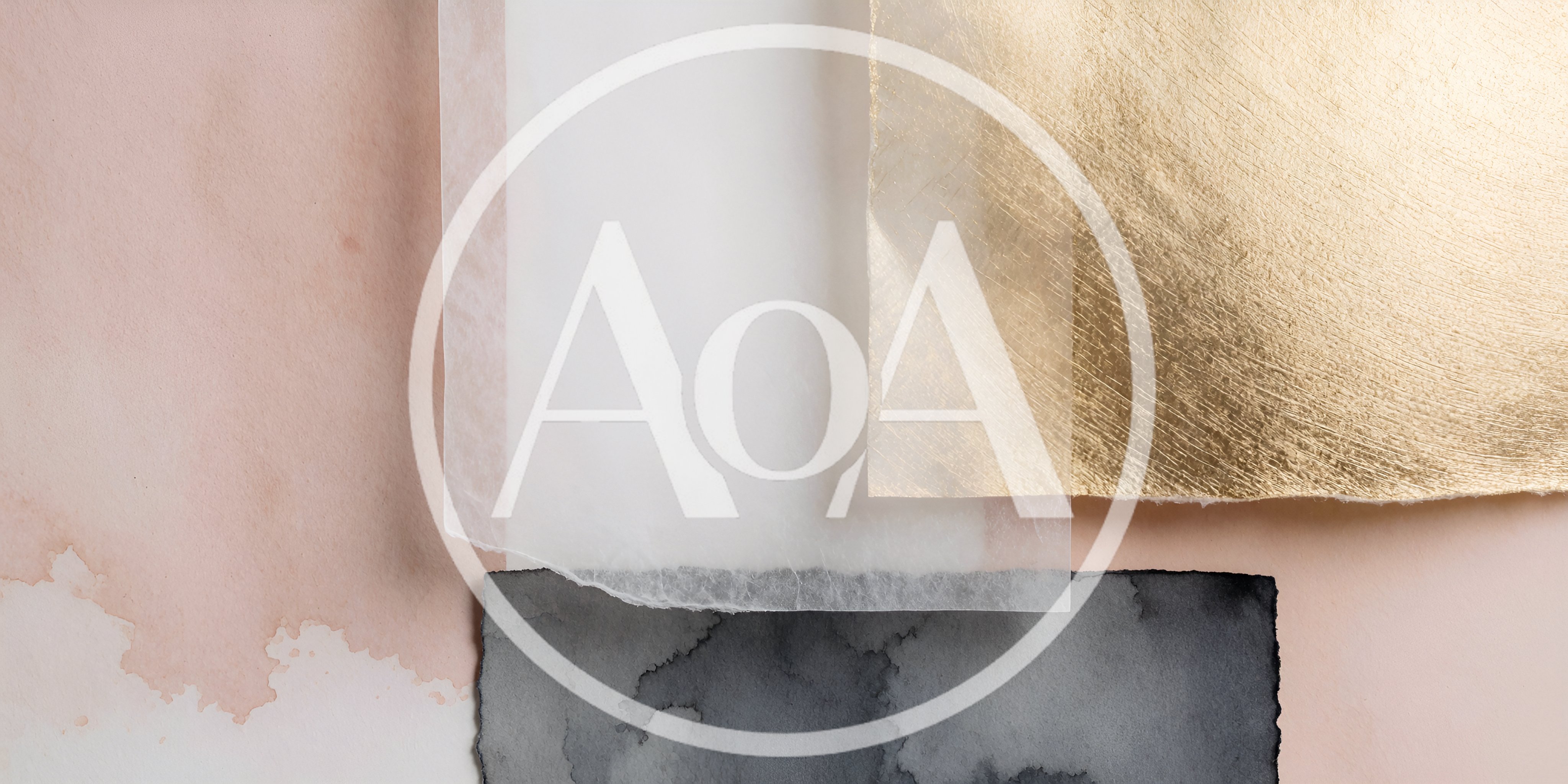 Abstract Composition of Textured Paper and Gold Foil