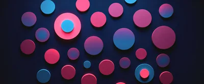 Abstract 3D Circles With Neon Pink And Blue Lighting