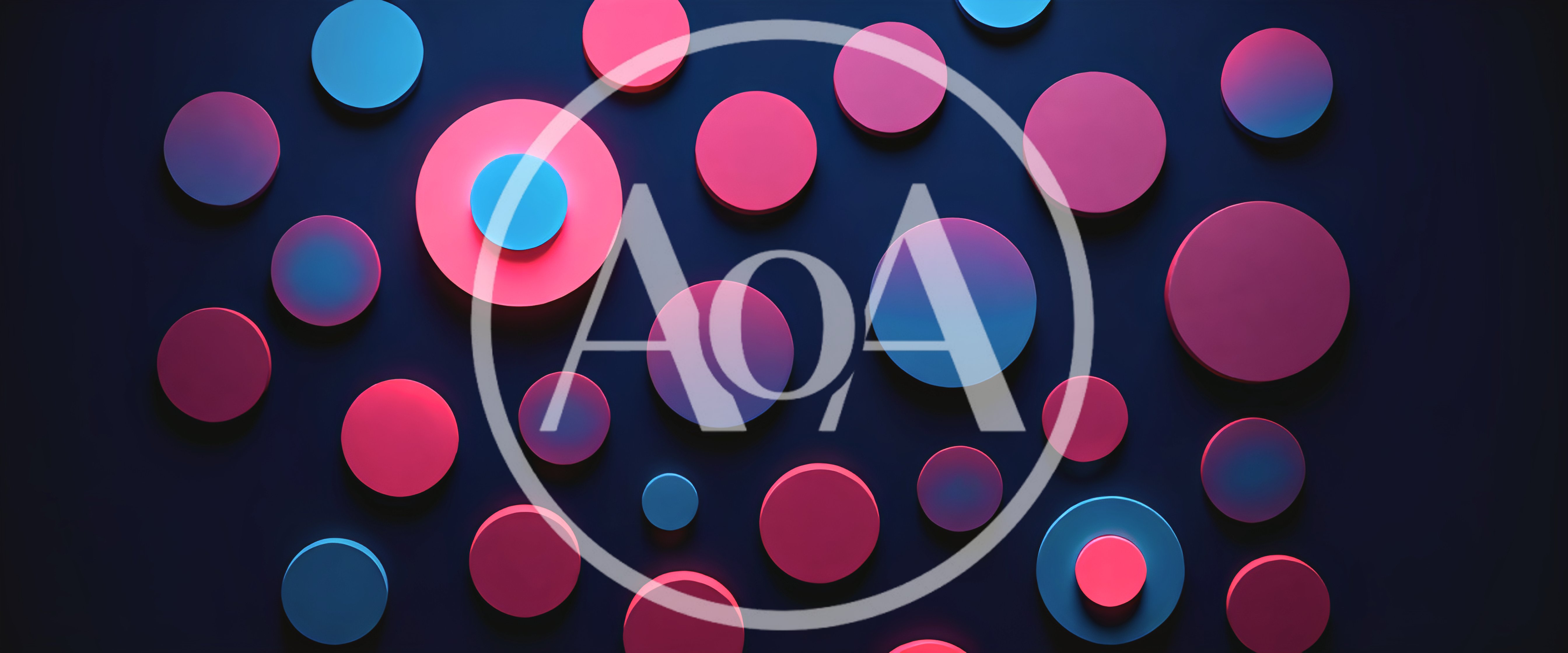 Abstract 3D Circles With Neon Pink And Blue Lighting