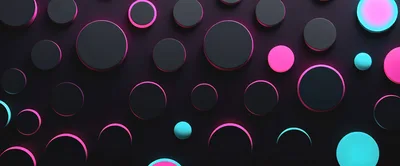 Abstract 3D Background With Glowing Neon Circles