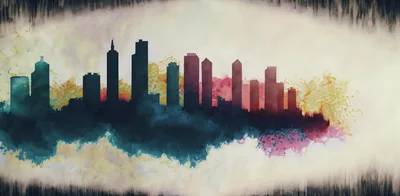 Watercolor Silhouette Of A Modern City Skyline