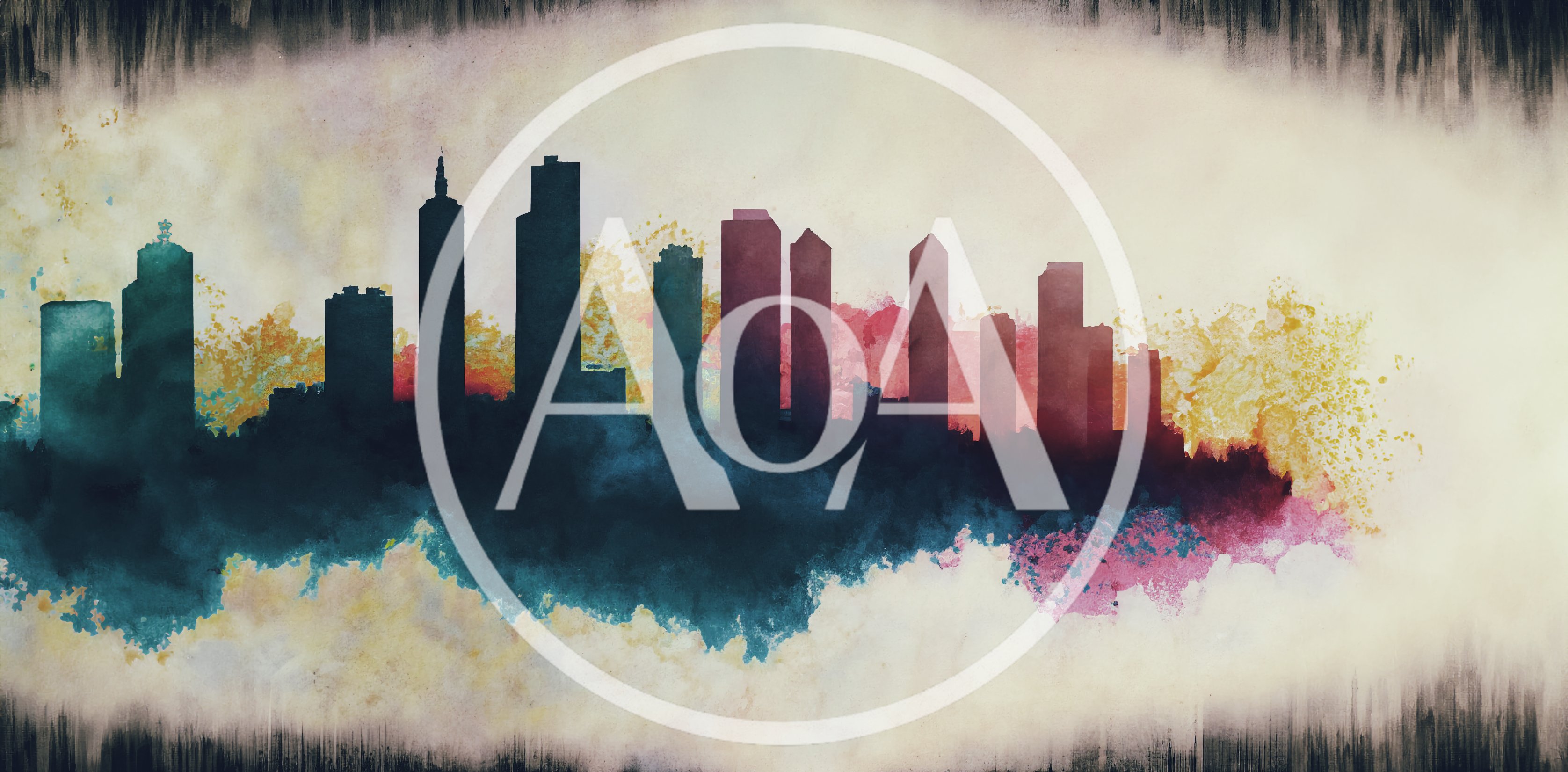 Watercolor Silhouette Of A Modern City Skyline
