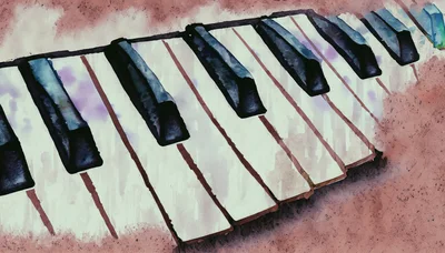 Watercolor Illustration Of Piano Keys