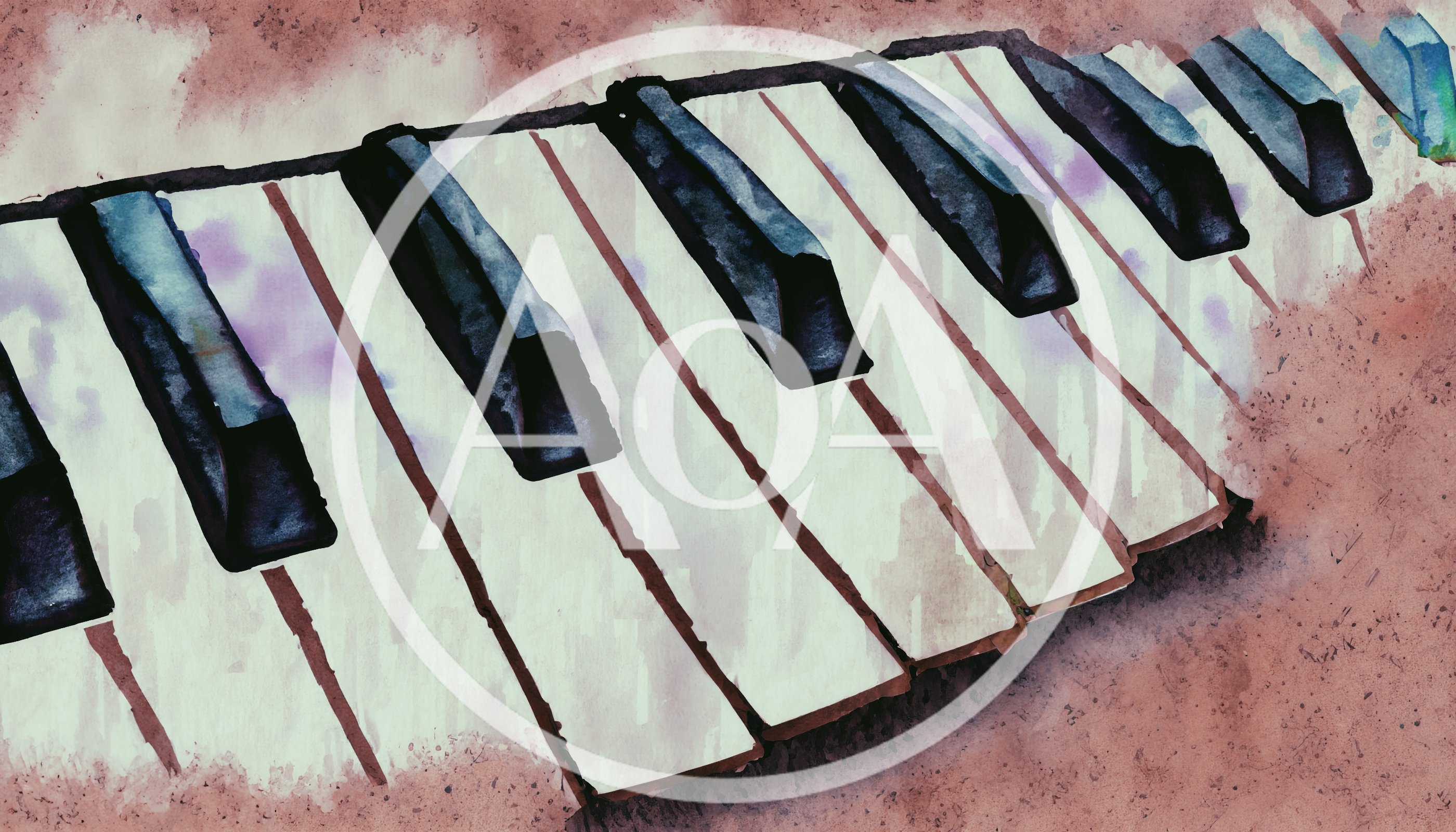 Watercolor Illustration Of Piano Keys