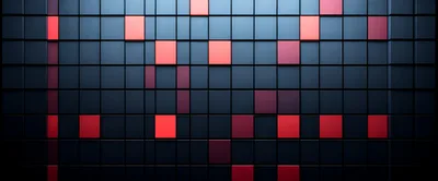 Abstract Dark Wall With Glowing Red Square Tiles