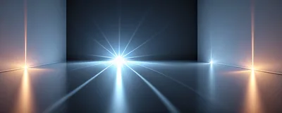 Abstract Minimalist Room With Glowing Light Beams